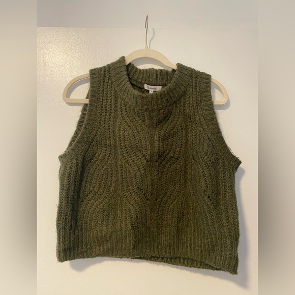 Madewell Tops - Madewell Olive Green Cable Knit Sleeveless Top
